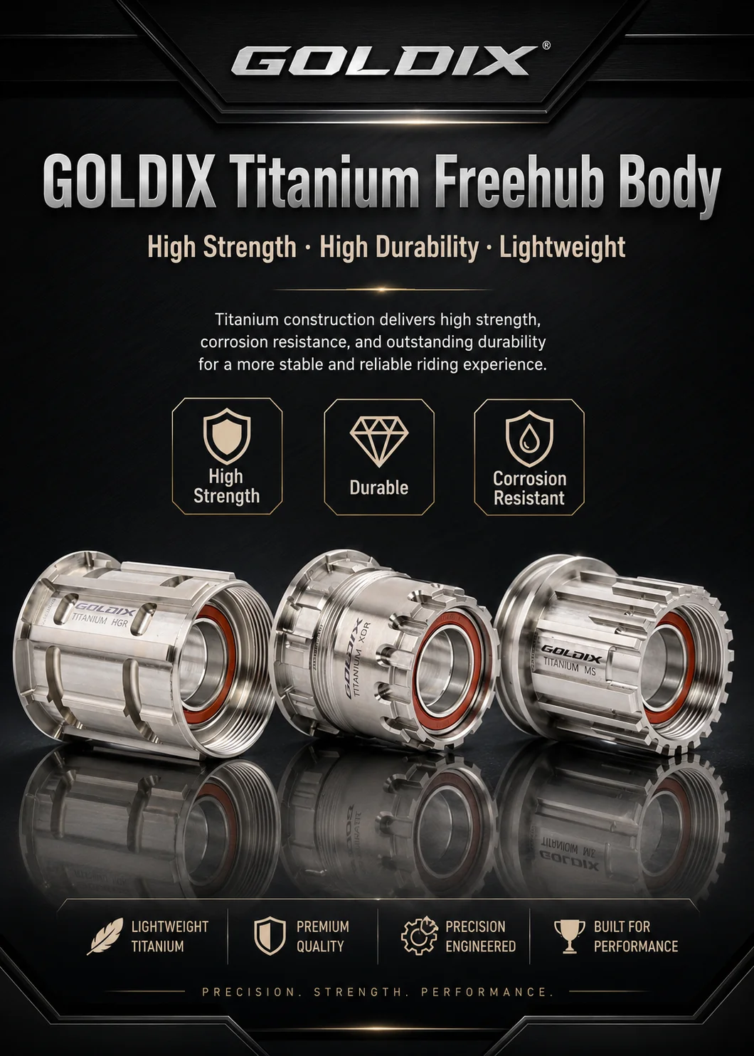 GOLDIX Titanlegierung Freilaufkörper MTB HG XD MS Road HGR XDR MSR Kompatibel mit den Meisten GOLDIX Nabenmodellen Leichtgewichtig Langlebig – Detail 3