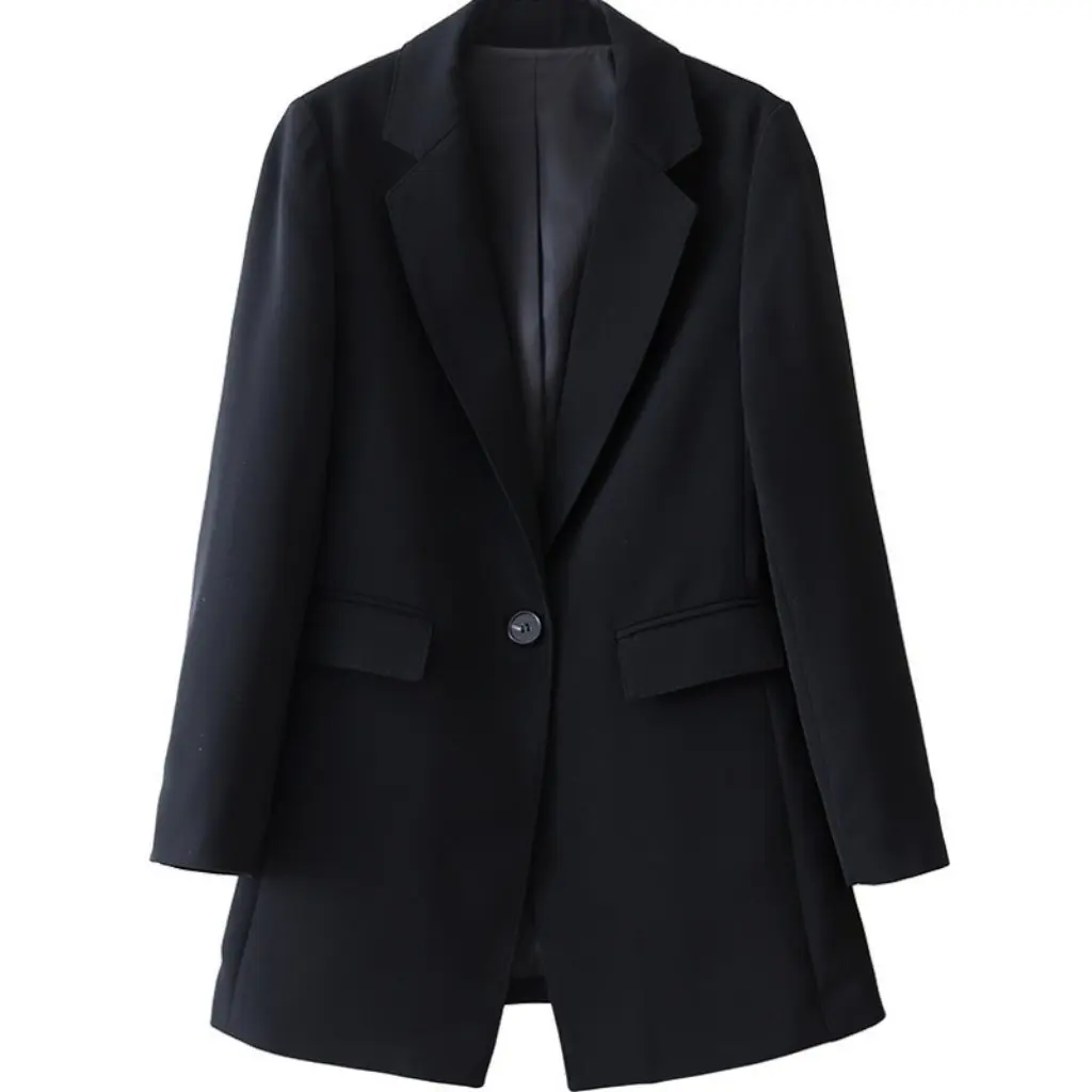 

Women's Black Business Suit Slim Fit Long Coat Highlight Capable Small Detailing Wholesale Manufacturer Spot