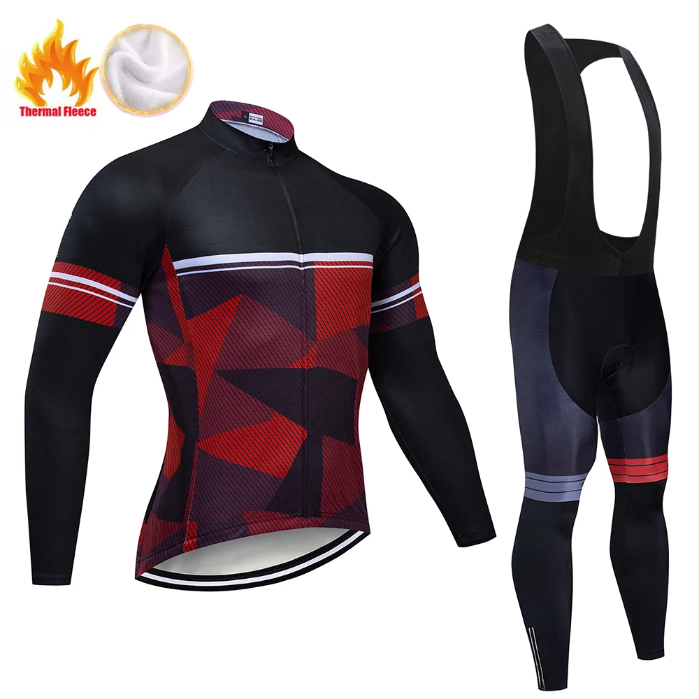 

2025 New Fleece Men's Cycling Jersey Winter Cycling Sets Warm Long-sleeved Suit Soad Bike Bicycle Jacket Overalls Riding Suit