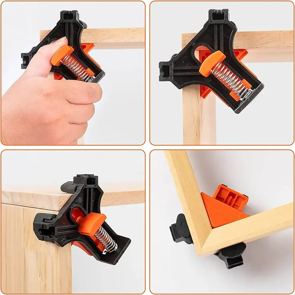 90 Degree Angle Clamps Woodworking Corner Spring Clip Right Angle Clips Fixer Tools Quick Adjustable Hand Tools Furniture Fixing