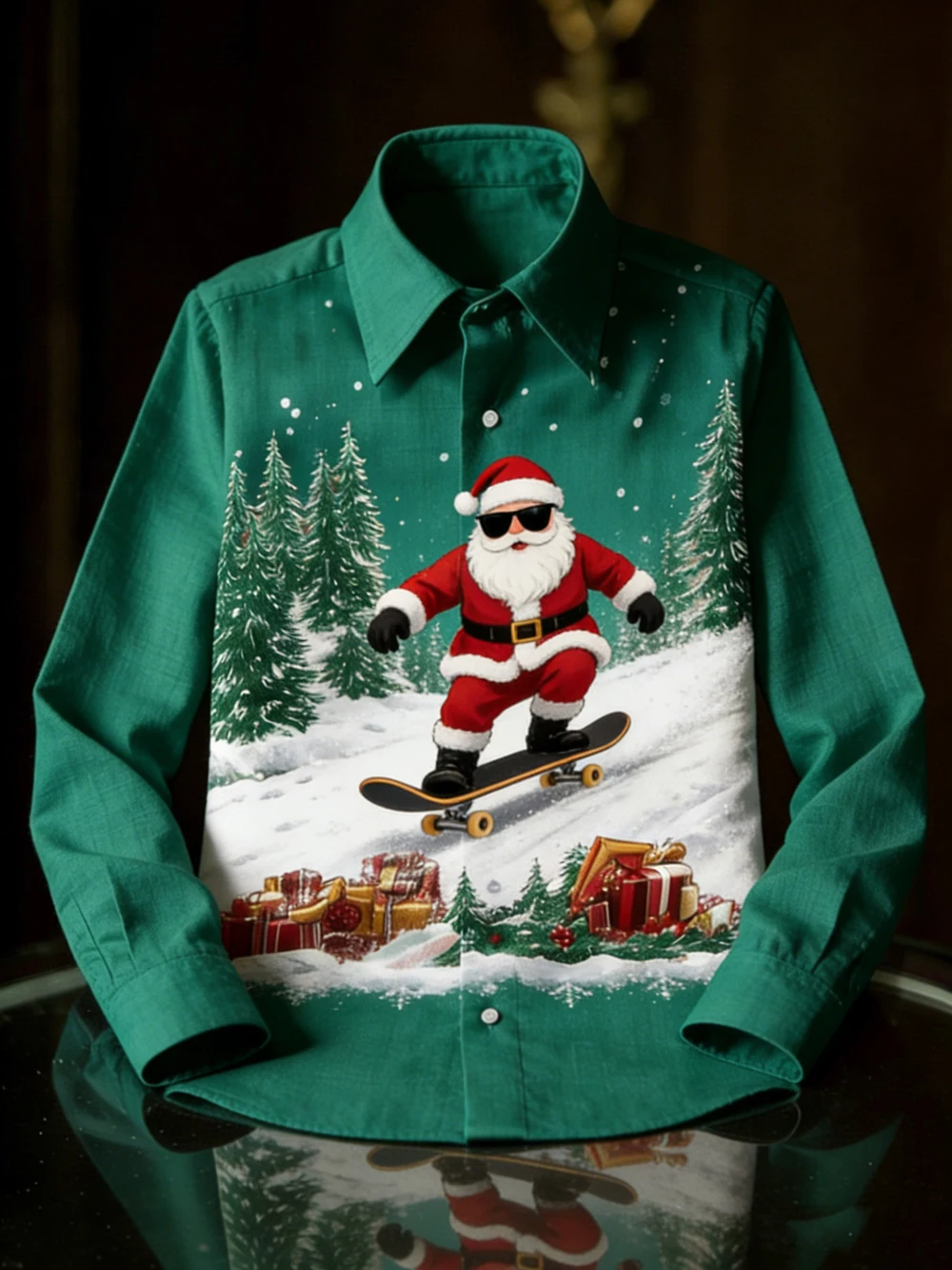 

Men's New Linen Christmas Ski Music Turkey Reindeer 3D Printed Shirt Hawaiian Casual Home Party Long-sleeved T-shirt Men for You