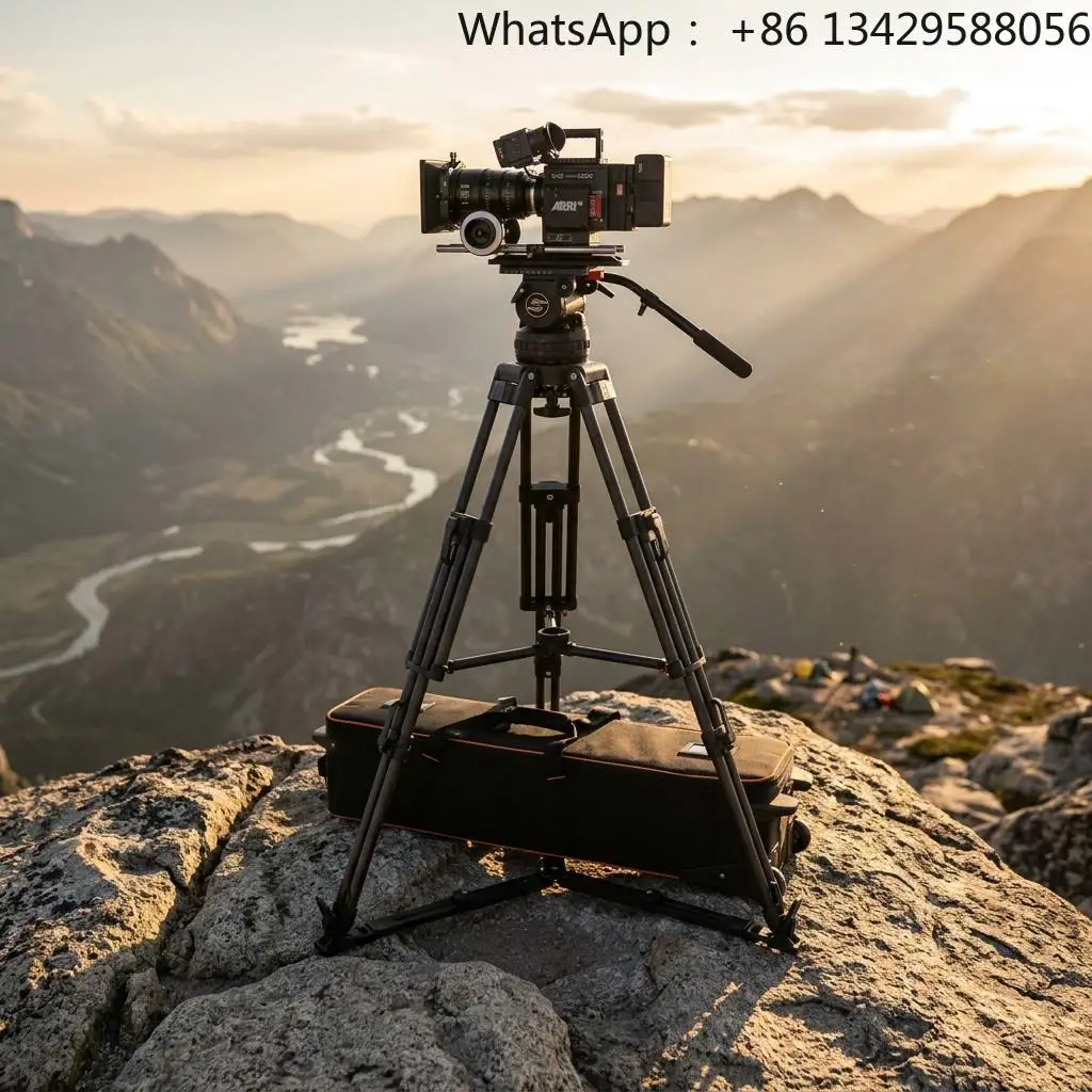 Photography Jiepai V12 Professional Portable Heavy Duty Fluid Head Video Camera Carbon Fiber Tripod with 100mm Bowl Knob Lock