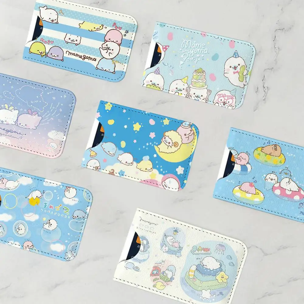 CUTE M-Mamegoma Anime Leather Mini Wallet for Men, Thin Pocket Credit Card Separate ID & Bus Card