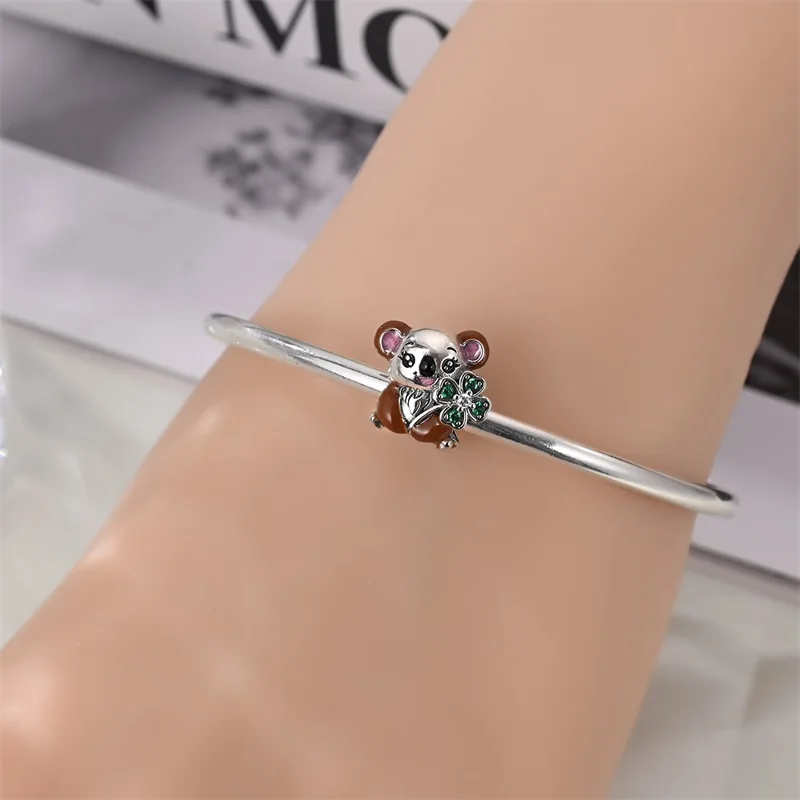 Stylish 925 Sterling Silver Lucky Sloth Charms Bead Fit Original Bracelet DIY Women Valentine'S Day Jewelry Gift
