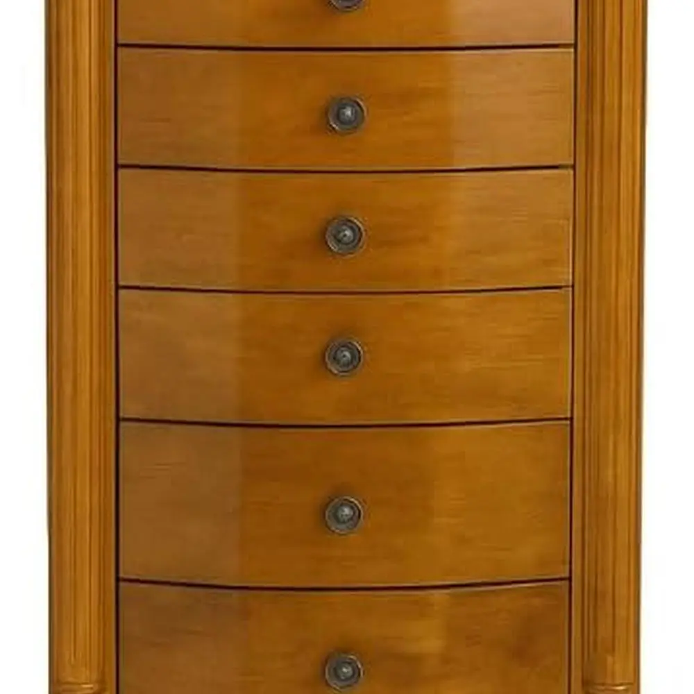 خزانة مجوهرات ذات قفل روماني من Hives and Honey - منظم 8 أدراج مع مرآة وخطافات قلادة جانبية ولفائف حلقية ومضادة للتشويه