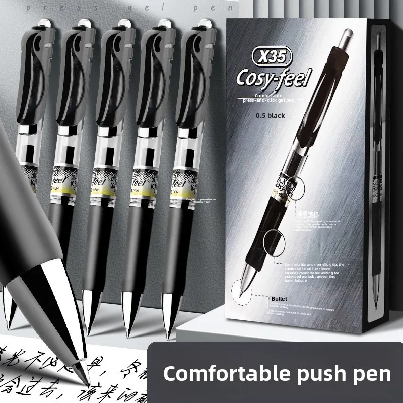 

Press type ball point pen set black red filled gel pen head 0.5mm school and office supplies stationery