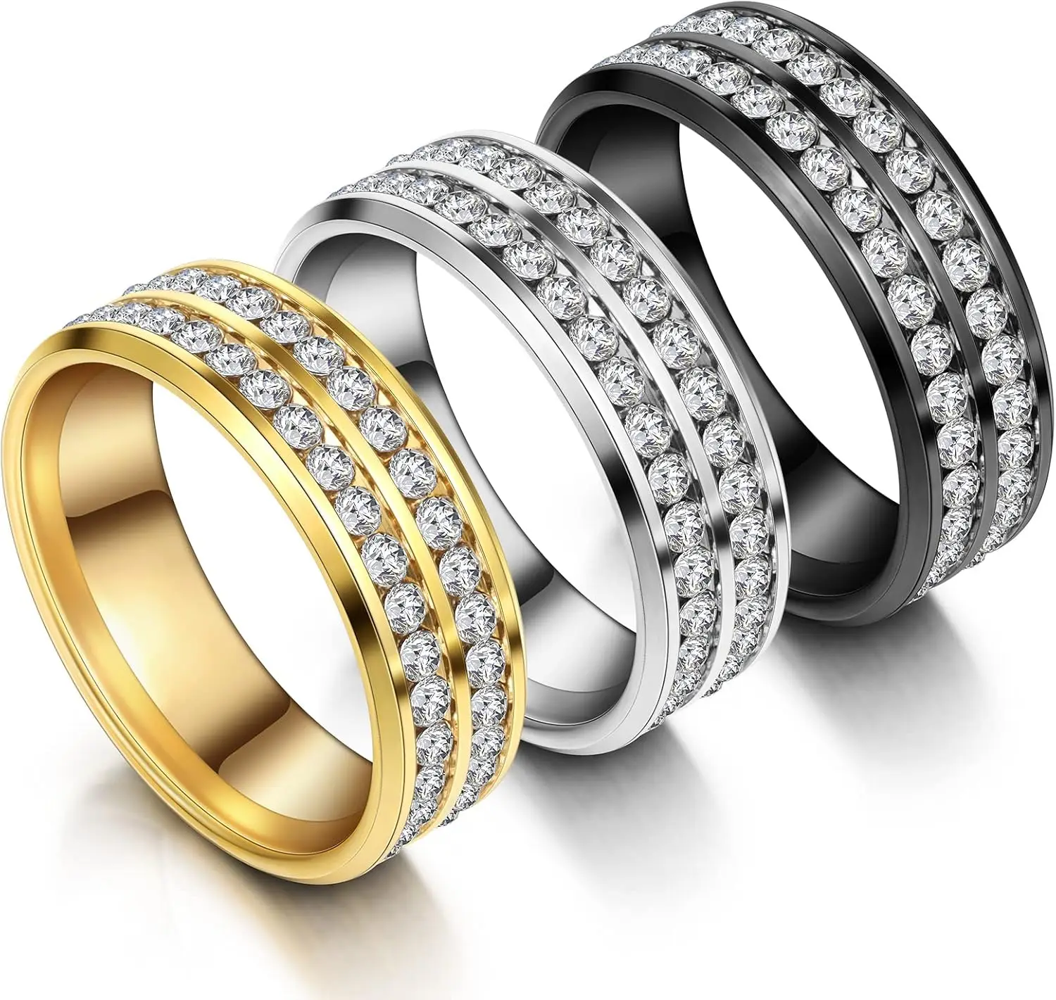

3 Pcs Necktie Ring Set, Diamond Style Tie Clasp for Wedding Gifts