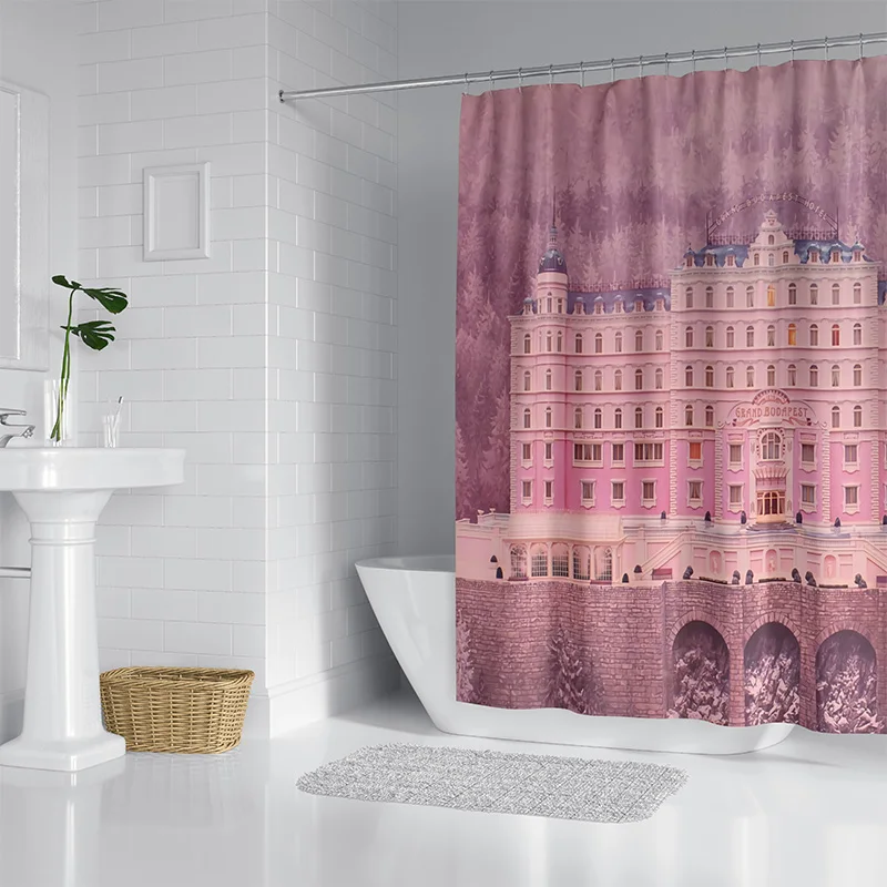 Aertemisi The Grand Budapest Hotel Shower Curtain Set with Grommets and Hooks for Bathroom Decor