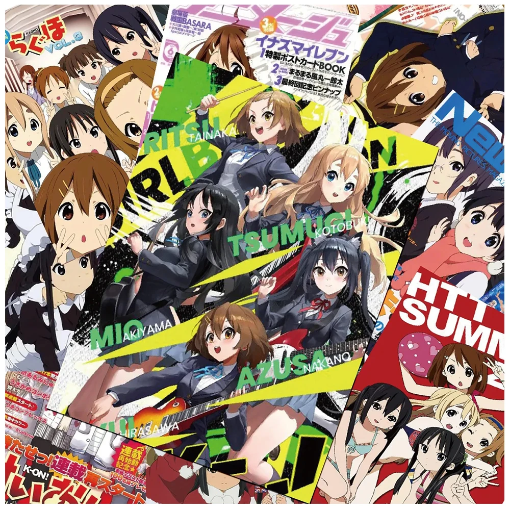 10/30/60pcs K-ON Anime Cute Cartoon Stickers Kawaii Girl Small Poster Decals Skateboard Suitcase Laptop Waterproof Sticekr Decor