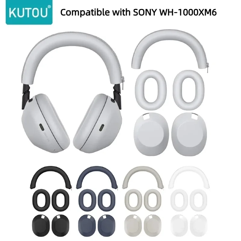 KUTOU3-in-1 Silicone Sweat Case Cover for Sony WH-1000XM6 Headphones Silicone Ear Pads Covers Headband Cover 1000XM6 Accesories