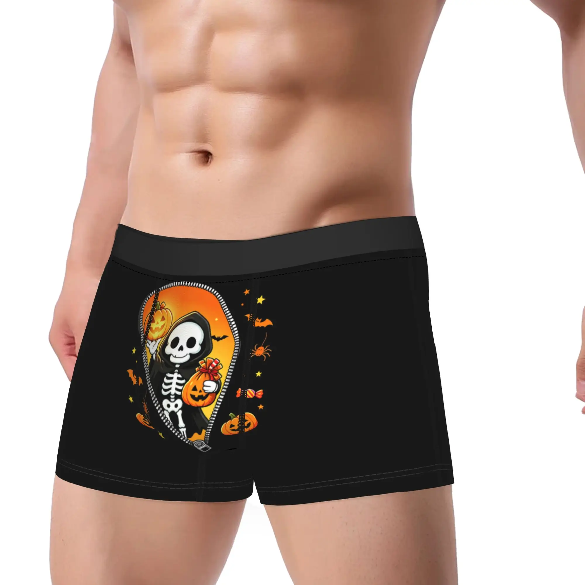 Halloween Skeleton Spooky TrickOrTreat Candy Boxers Fun Underwear  Boxer Briefs Gag Gift For Man