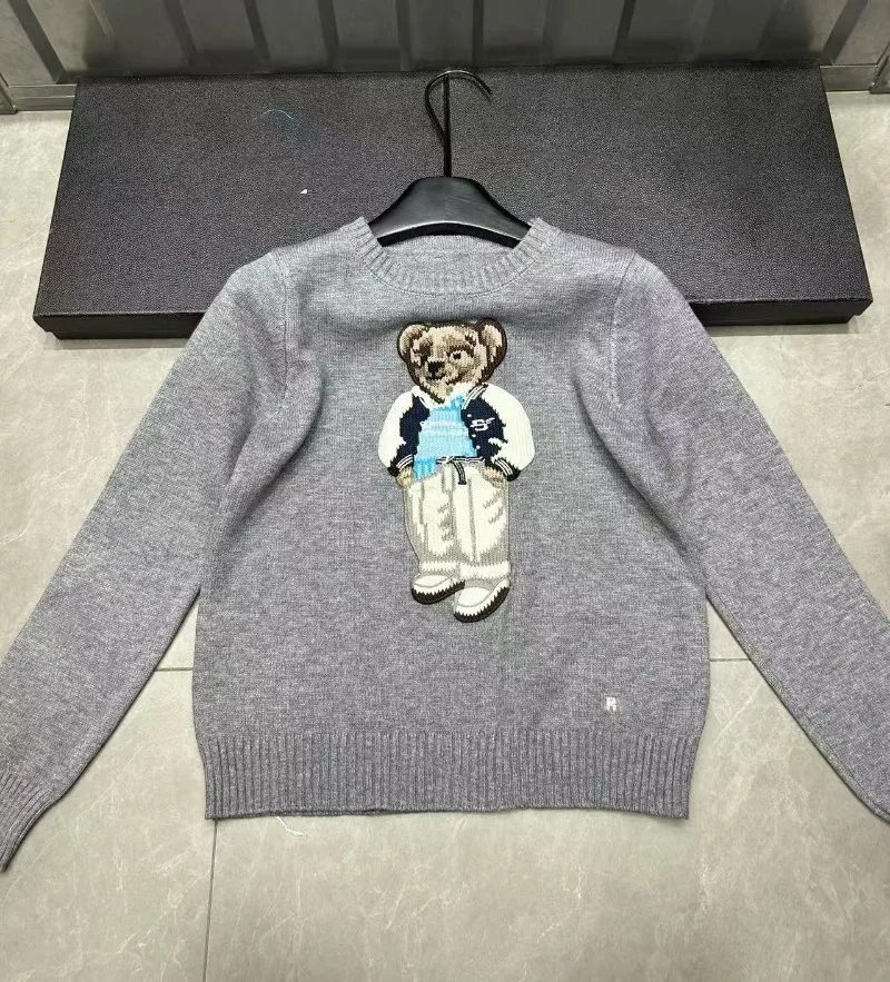 Nuovo arrivo Cartoon Teddy Bear Ricamo Pullover Donna Autunno Nuovo O-Collo Manica lunga Maglieria in cashmere Maglione stile preppy
