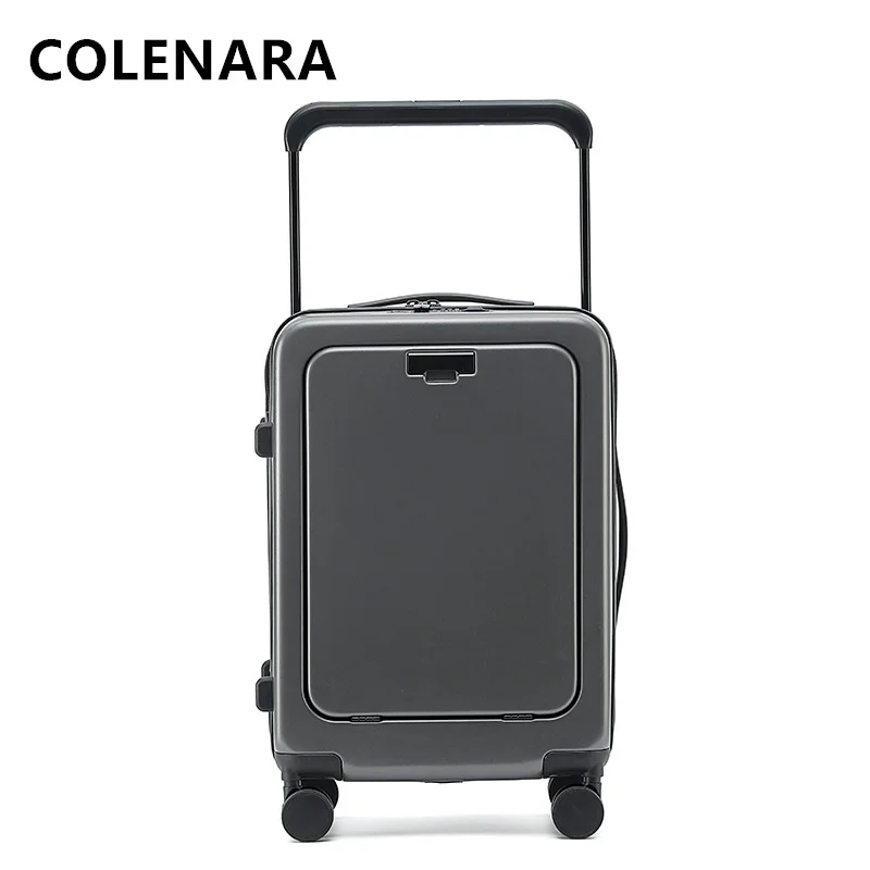 Colenara เคส kopor perjalanan ล้อแล็ปท็อปขนาด20นิ้ว, เคส ABS + PC มีล้อกระเป๋าเดินทางแบบลากเปิดด้านหน้า