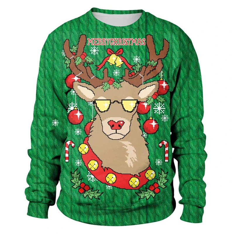

Cute Reindeer Snowman Graphic Sweatshirts Casual Autumn Unisex Ugly Christmas Jumper Sweater Boy Pullovers Polyester Sweaters