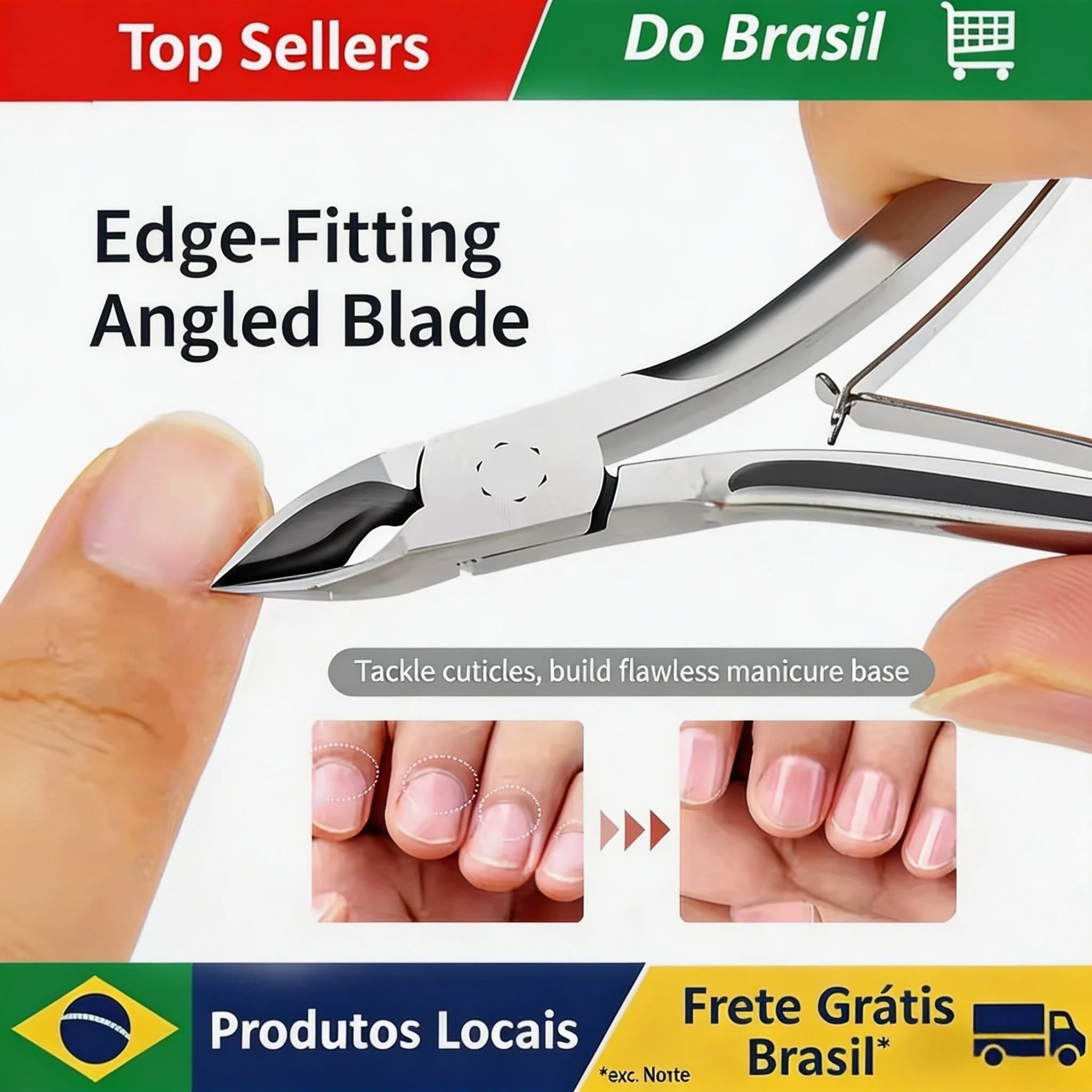 Alicate de Cutícula Afiado em Aço Inoxidável para Remoção de Pele Morta – Ferramenta para Manicure, Pedicure e Nail Art