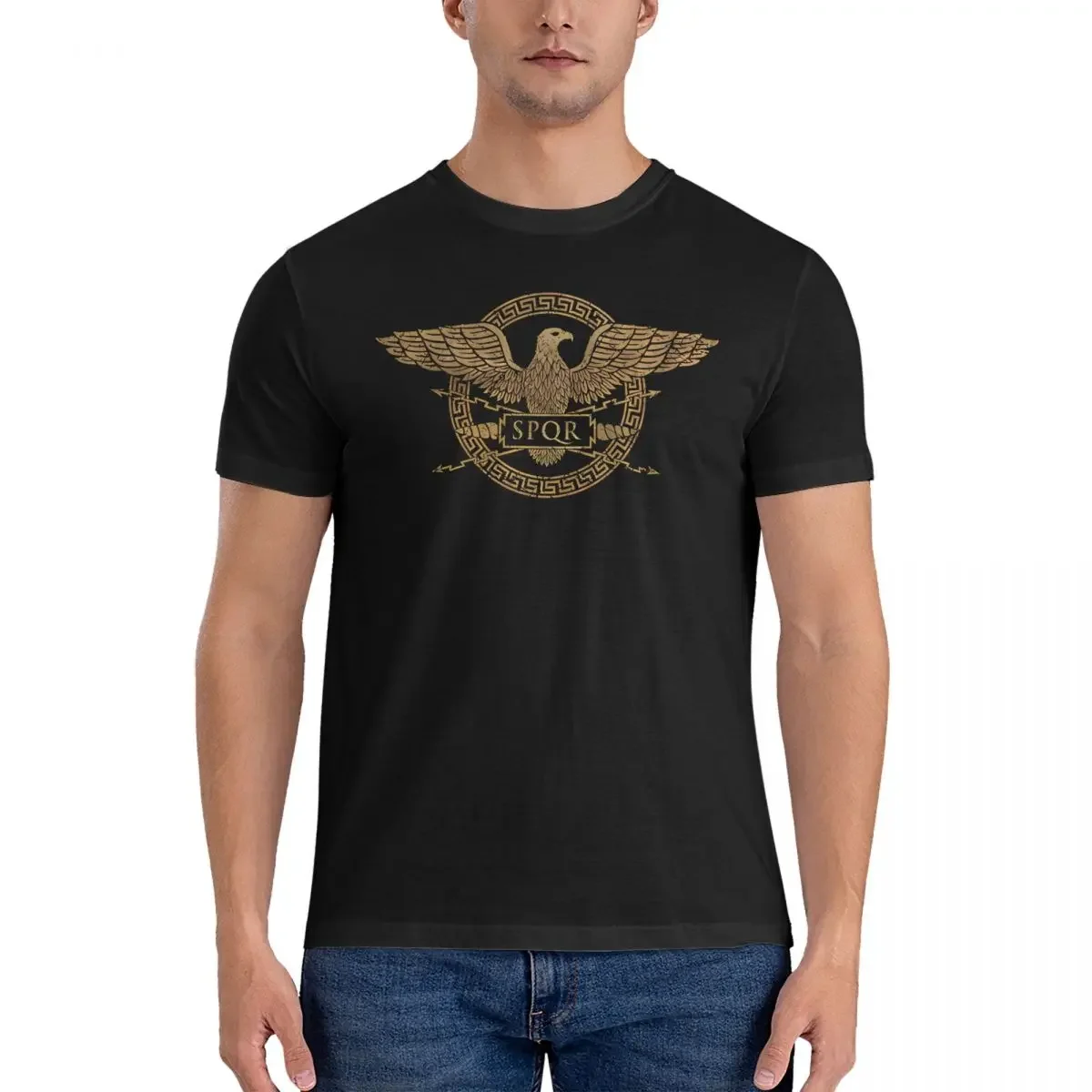 

Men's T-Shirts SPQR Empire Eagle Emblem Vintage 100% Cotton Tees Short Sleeve Ancient Rome T Shirts Round Neck Clothes Gift Idea