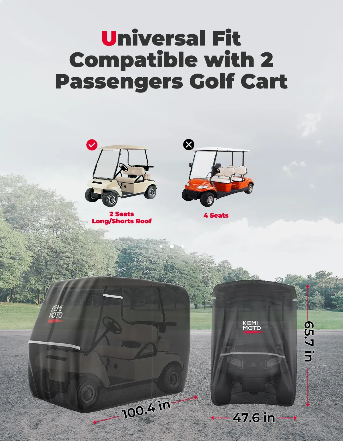 KEMIMOTO-carrito de Golf 600D, cubierta resistente al agua de lluvia, Universal, Compatible con EZGO Club Car 2 Passenger, 100 \