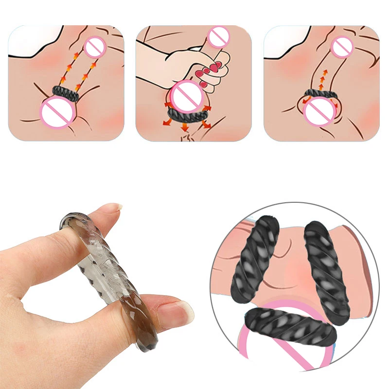 3 Pcs/Set Cock Penis Ring Bead Penis Ring Male Delay Ejaculation Lasting Silicone Erection Ring Vibrator Sex Toys For Men Adults