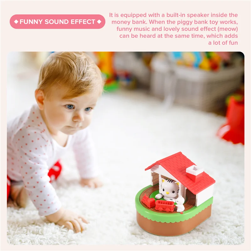 Piggy Bank For Kids, Electronic Cat House Coin Bank Cat & Mouse Money Bank Automatically Stealing Money Box Saving Box-New
