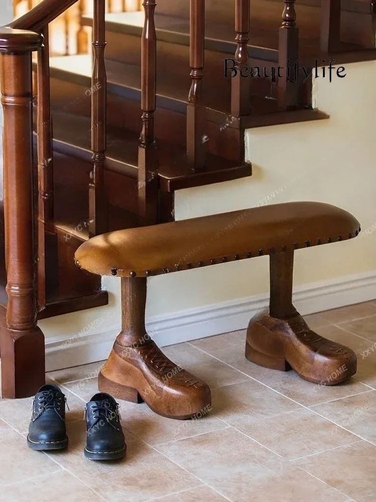 

R Solid Wood Home Home Footstool Creative Bedroom Bed End Stool