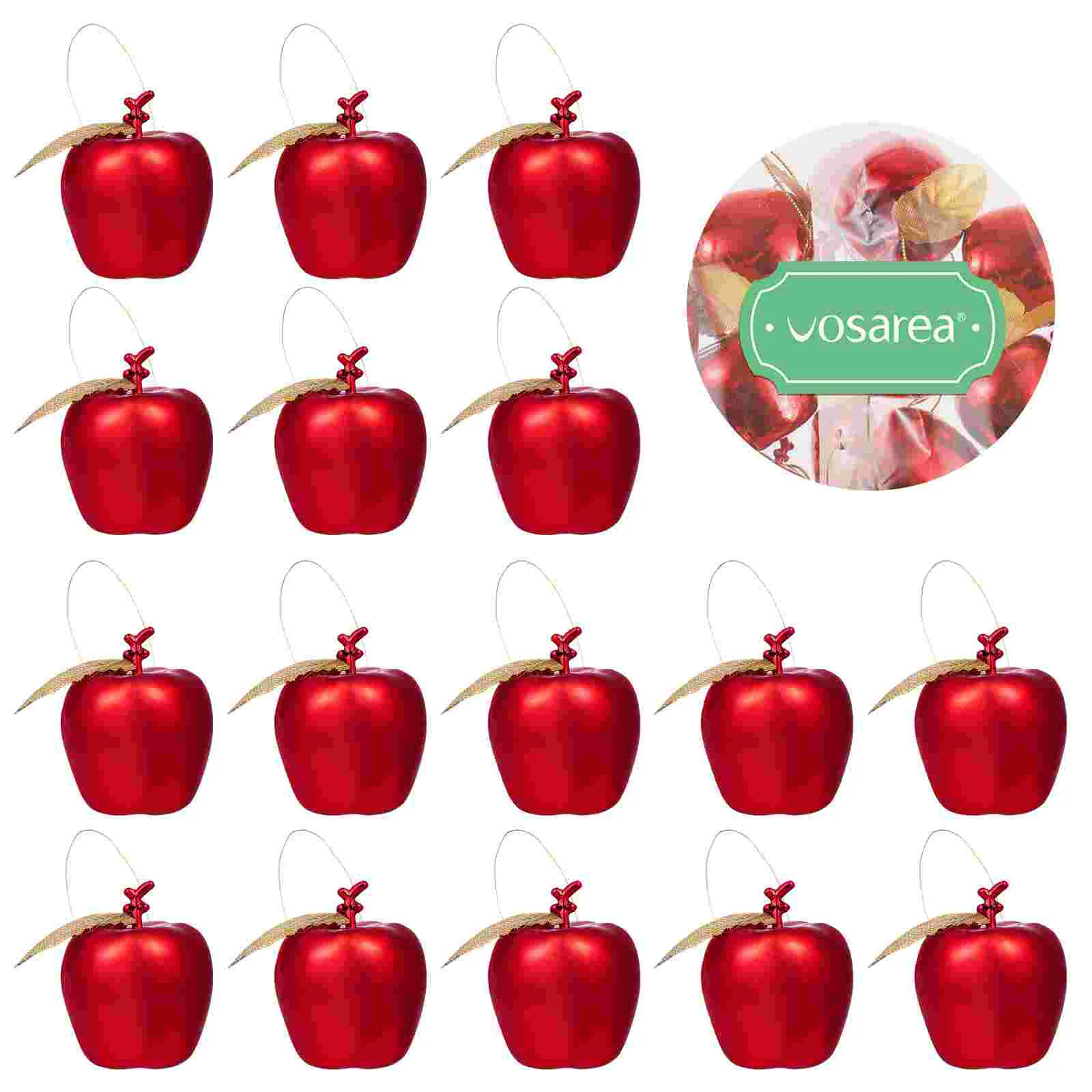 

24 Pcs Apples Shape Hanging Ornaments Christmas Tree Pendant Wreath Decors Outdoor