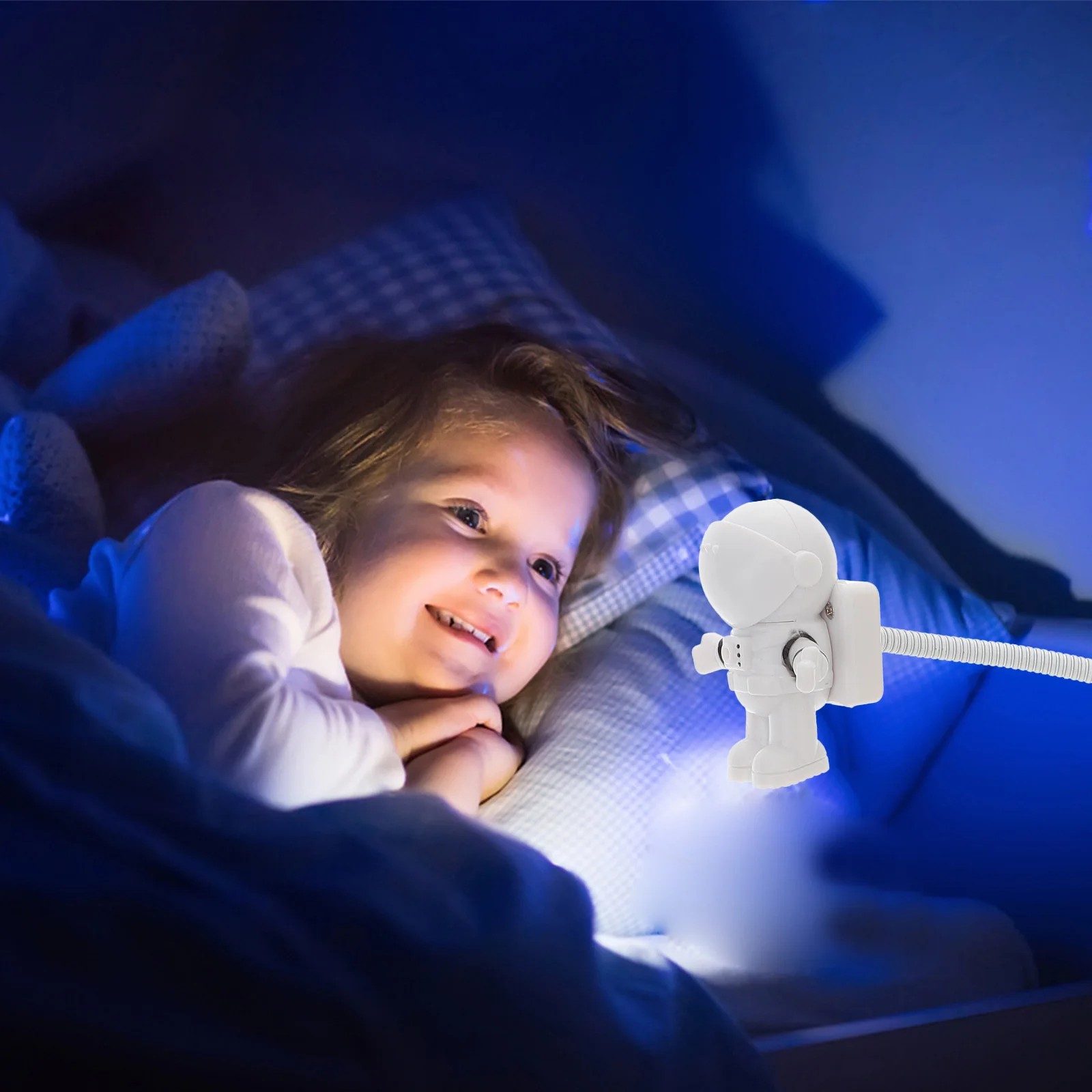 1 قطعة LED ضوء الليل رائد فضاء تصميم USB لمبة مكتب مع عيون متوهجة التحكم باللمس لغرفة النوم مكتب دراسة القراءة #5