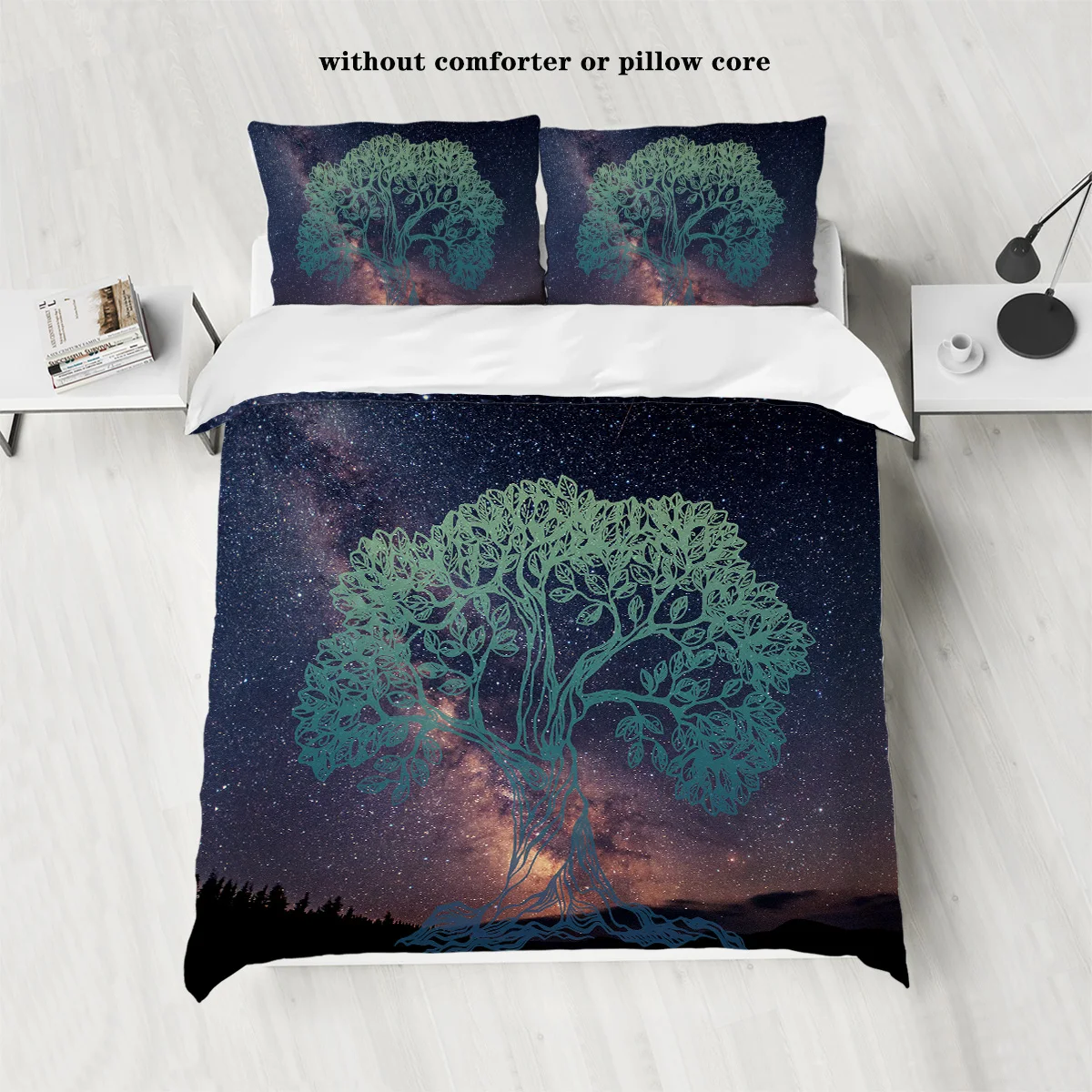 3-piece Starry Sky Tree of Life Set (1 down duvet cover+2 pillowcases, no core), personalized bedroom and guest room bedding