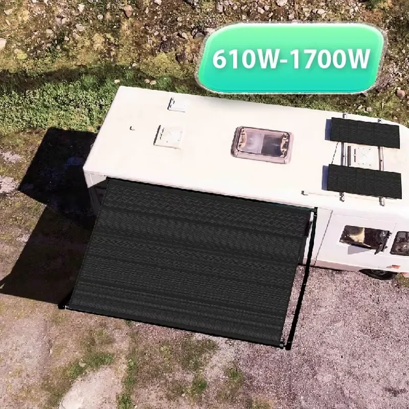 Full Cassette Flexible RV Solar Awning for Motorized Motorhome with Water Resistant Fabric and Customizable Size