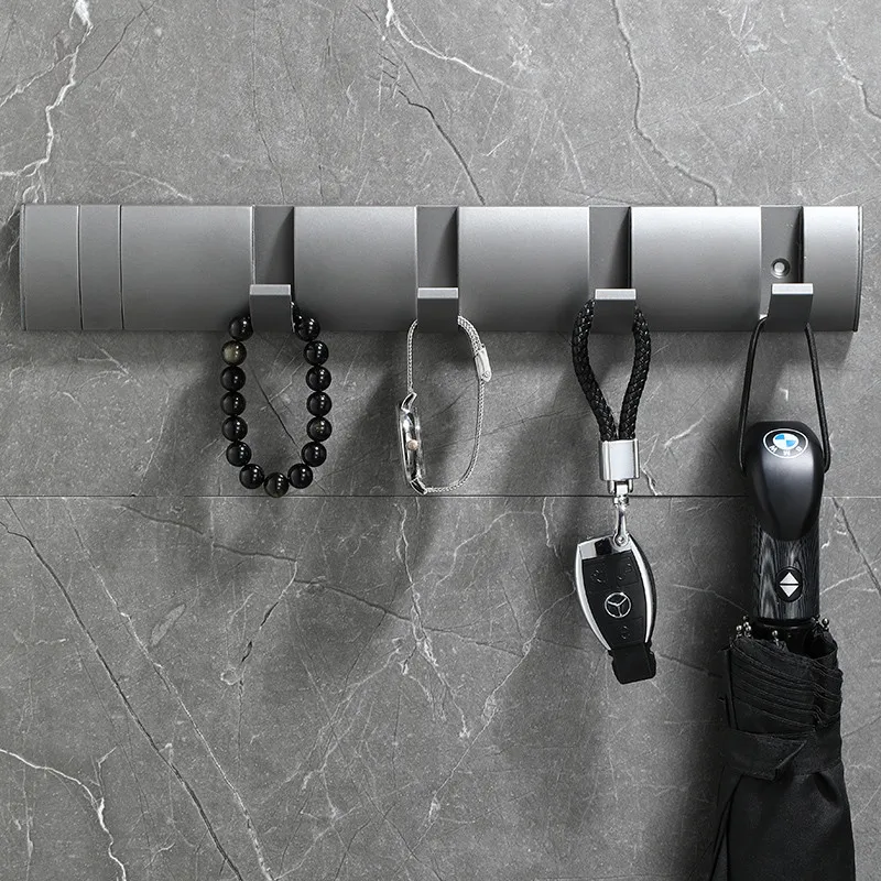 Bathroom Robe Clothes Hooks Aluminum Nail Punched Wall Mounted Invisible Key Hanger Rack/Holder/Shelf Bath Hardware Accessories