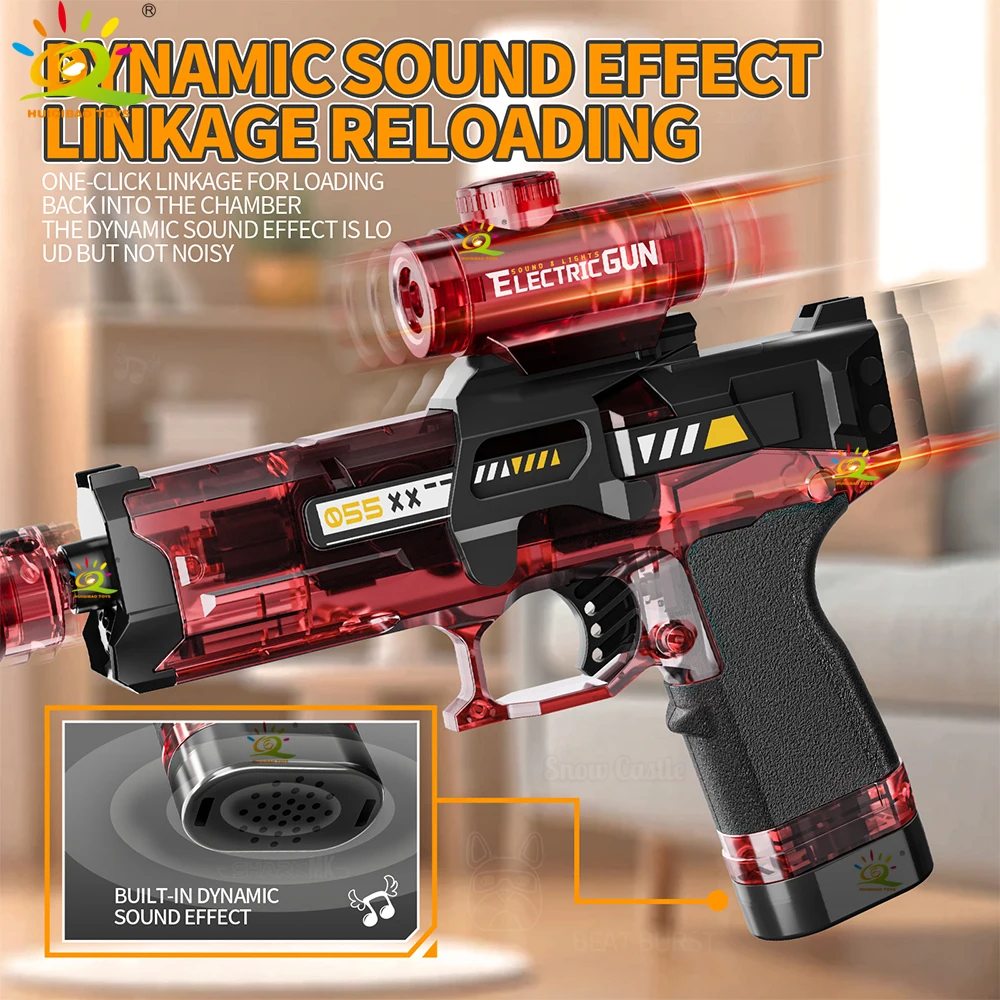 HUIQIBAO-pistola de humo eléctrica totalmente automática, emisor de luz Led, juguetes con Sensor automático, luces, pistola, juguete al aire libre para regalo de adulto