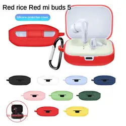Silicone Protective Case For Redmi Buds 5 Wireless Earphone Case Full Protective Cover Shockproof Case Anti-Lost Carabiner