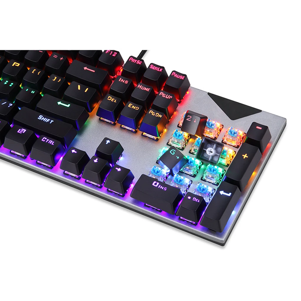 Wired Mechanical Keyboard 104 Keys Backlight School Business Game Work Notebook PC Computer Key Board Maintenance
