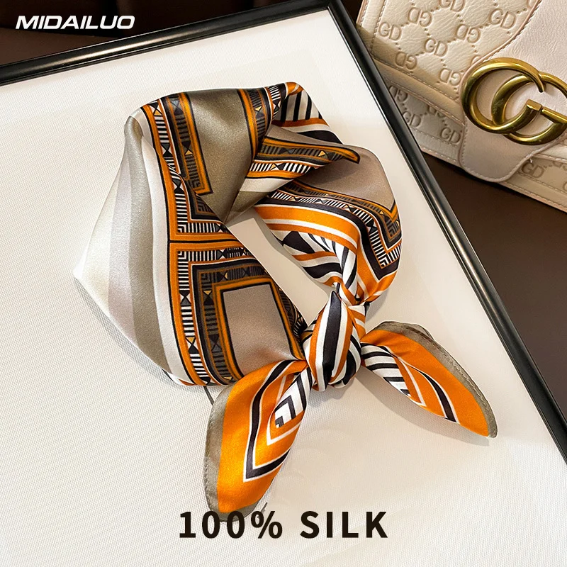 

100% Mulberry Silk Square Scarf 20.87x20.87 Inch Breathable Decorative Headscarf Elegant Accessory Non-Stretch for Outdoor Use