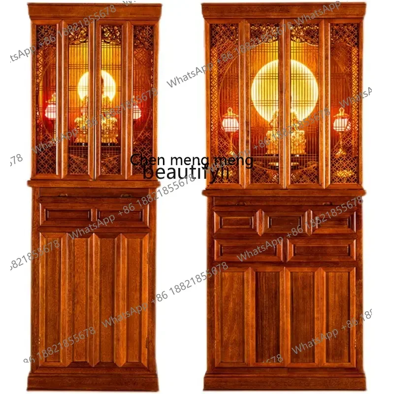 

D178 Y zqNiche Altar Buddha Shrine Home Altar Cabinet Modern Bodhisattva Clothes Closet Simple Solid Wood Buddha Cabinet with Do