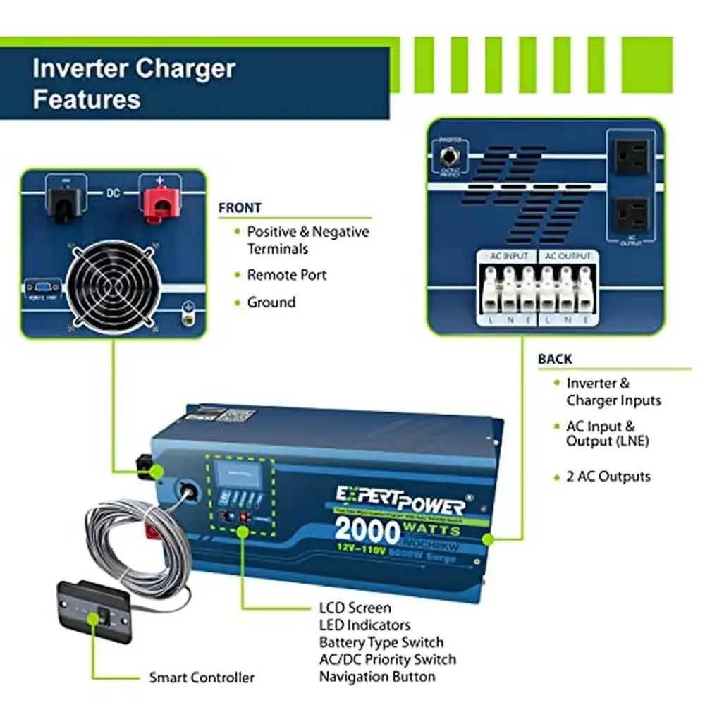 Kit de bateria 12V LiFePO4 2,5KWH Sistema de energia solar com painéis 400W Controlador MPPT Inversor 2KW