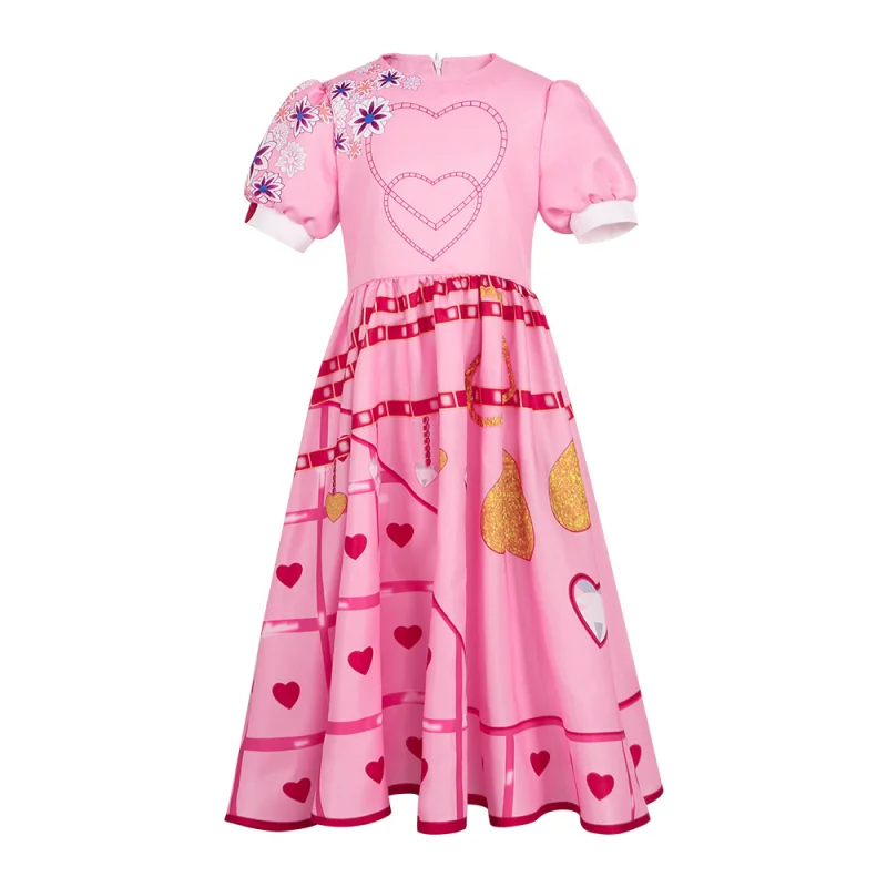 

Movie Descendants Cosplay Costume Children Pink Heart Print Princess Dress Girls Halloween Birthday Carnival Party Fancy Dresses