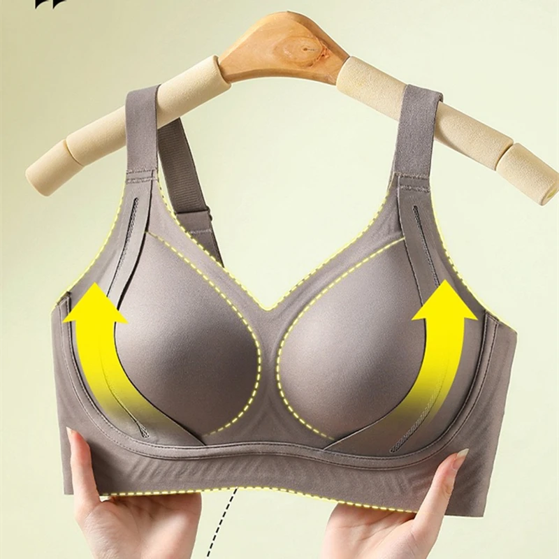 

Высококачественное бесшовное женское нижнее белье без стального кольца, небольшой бюстгальтер пуш-ап на груди, большой размер, женский бюстгальтер для сбора груди