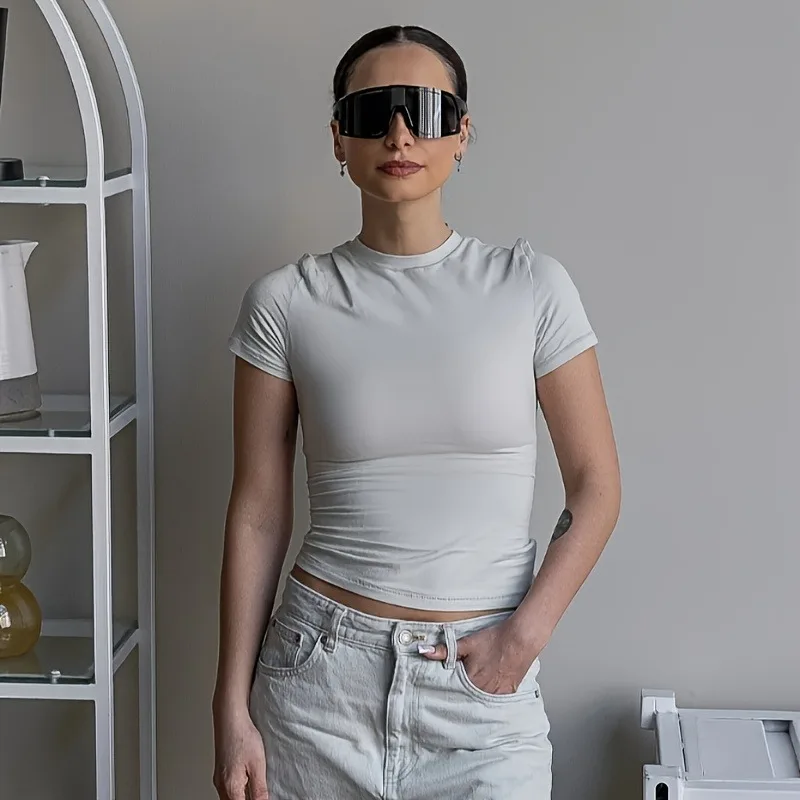 New Fashionable Women's Large Frame Black Grey Premium Glasses