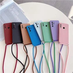 Crossbody Lanyard Matte Case For Huawei P30 Lite Pro P40 P50 P Mate 20 30 Nova 3 3i 5t Cord Strap Silicone Back Cover p30lite