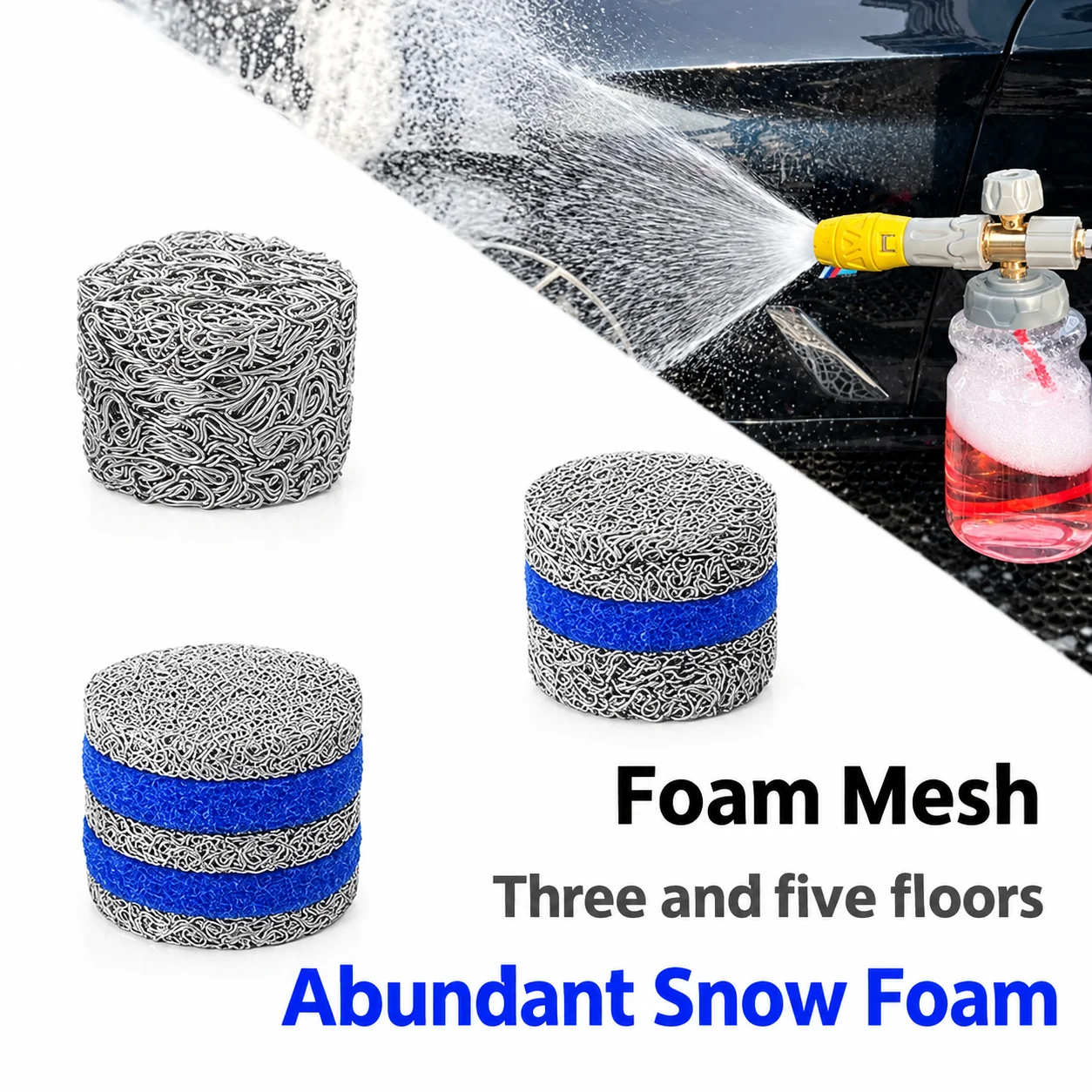 Foam Cannon Orifice Nozzle Tips & Mesh Filter, Replacement Parts for High Pressure Washer Snow Foam Lance