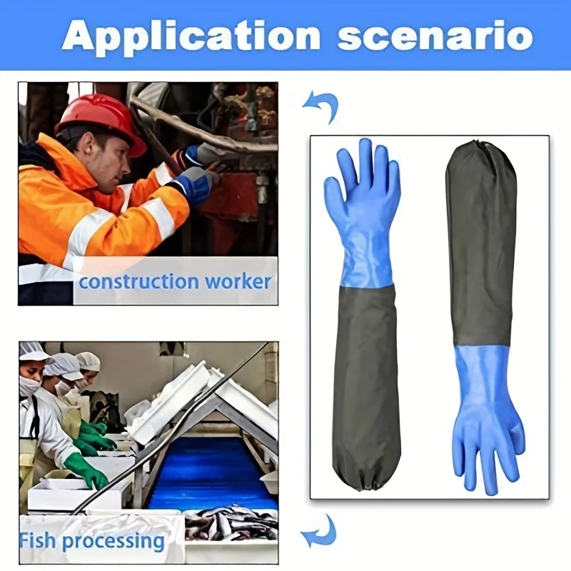 Premium PVC Chemical Resistant Gloves Extended Length Heavy Duty Waterproof Protection for Harsh Chemical & Acid Handling