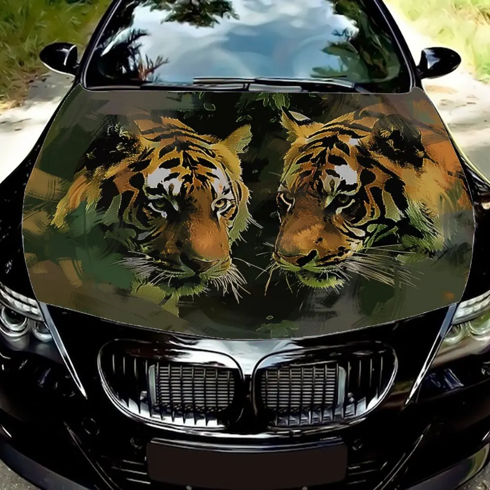 Tiger Car Hood Wrap - Premium Quality Vinyl, Durable & Long-Lasting, Customize Your Vehicle with a Fierce Design