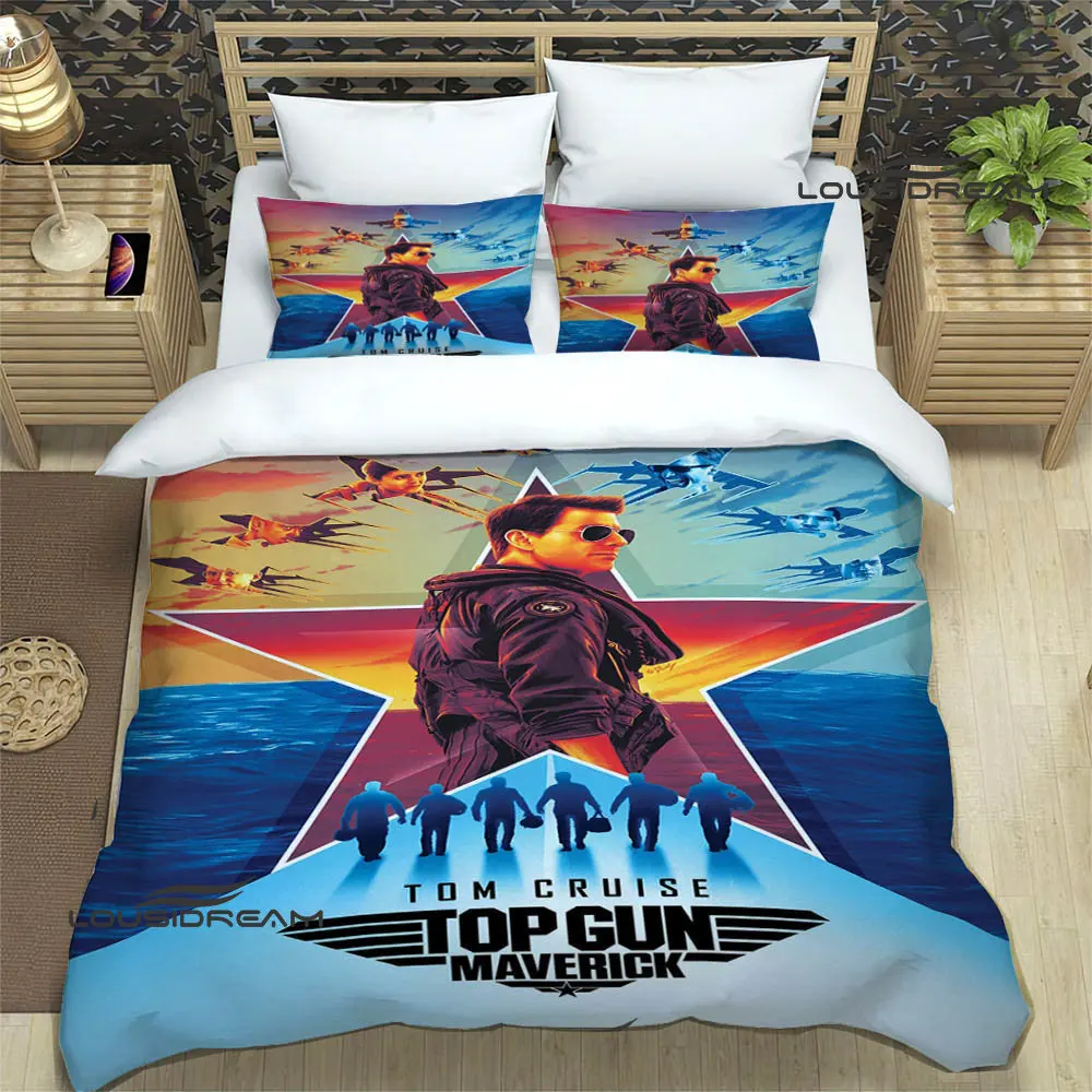 Imagem -04 - Filme Top Gun Impresso Bedding Sets Requintado Cama Suprimentos Conjunto Capa de Edredão Cama Consolador Conjunto Cama Luxo Aniversário Presente