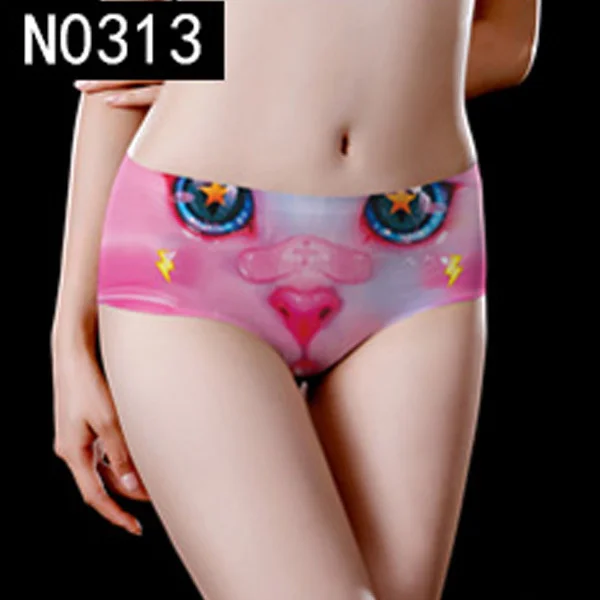 Animals Graffiti Cat Print Women\'s Lingerie Seamless Ice Silk Panties Ultra-thin Underwear Girl Sexy Medium Waist Briefs