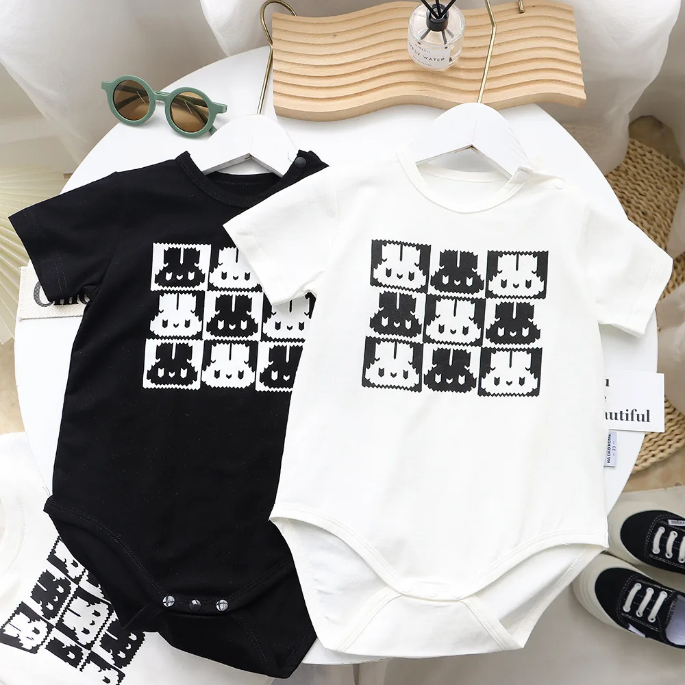 Familie Witte Zwarte T-Shirts 2023 Zomer Vader Moeder En Dochter Zoon Bijpassende Kleding Mama Papa En Baby Shorts Mouw Tops