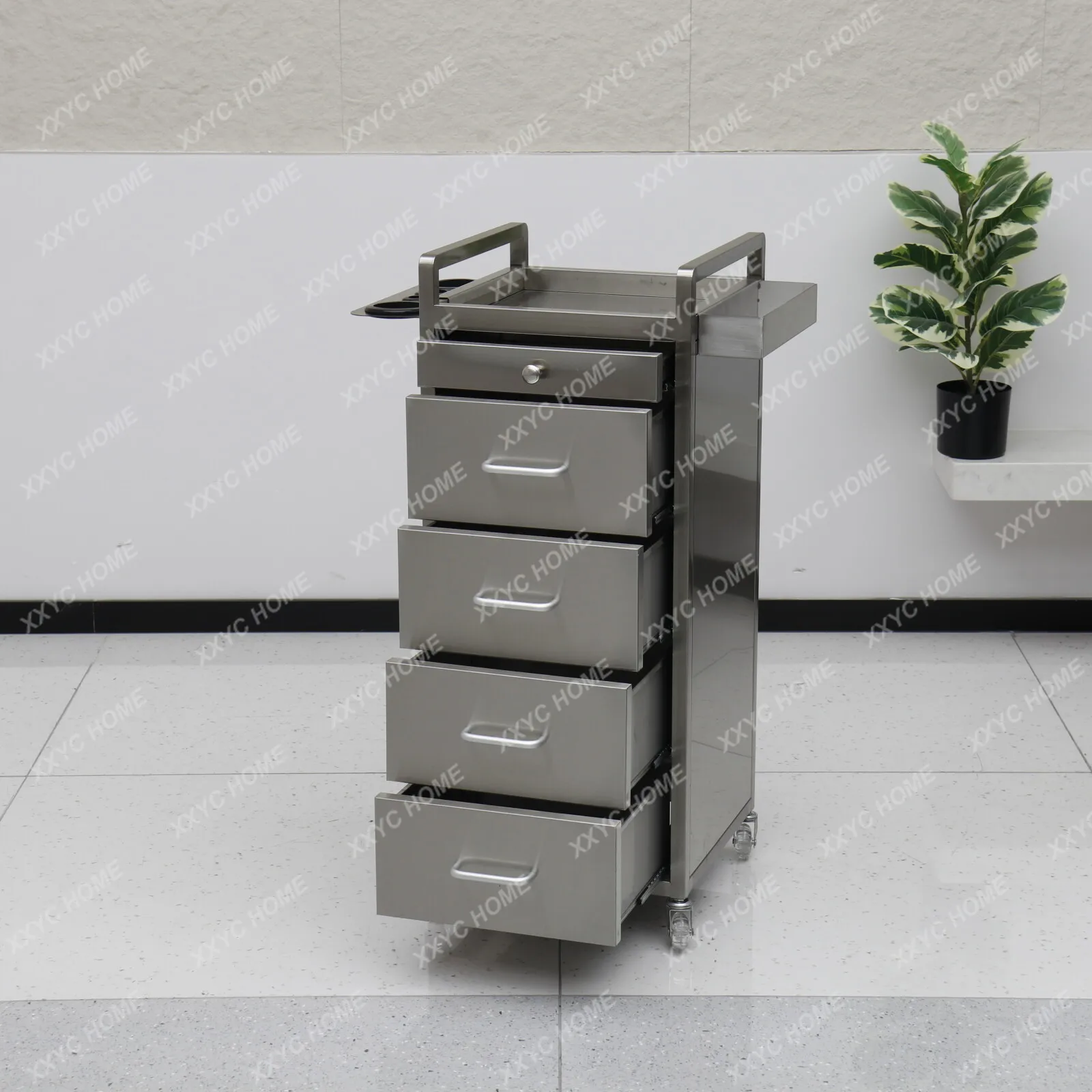 Barber Shop Stainless Steel Tool Cart Barber Shop Tool Cabinet Hair Salon Special Multifunctional Shelf Hair Cutting Cabinet