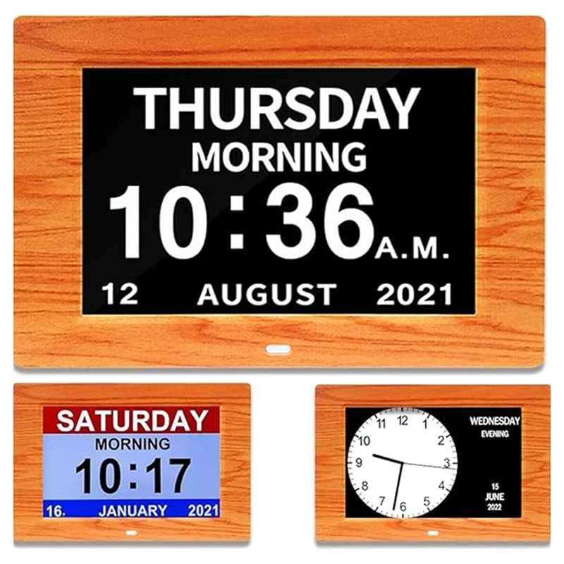 AFBC 7 Inch Digital Electronic Clock Picture Frame Alarm Clock Perpetual Calendar Picture Frame Wall Clock With Date