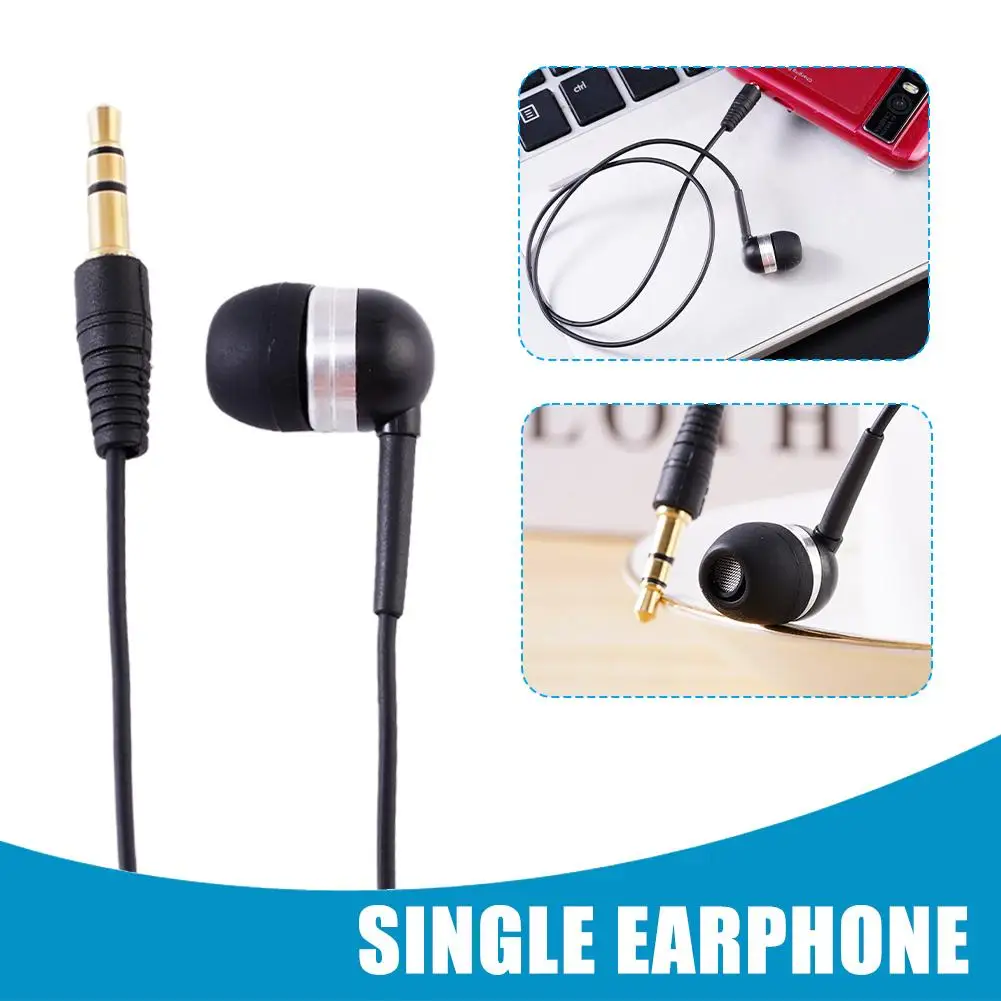 Stereo To Mono In-Ear Single Earbud Style Headset 3.5mm Headphone Jack Single Side In-Ear Earphone Low Cost Ear Buds For One Ear