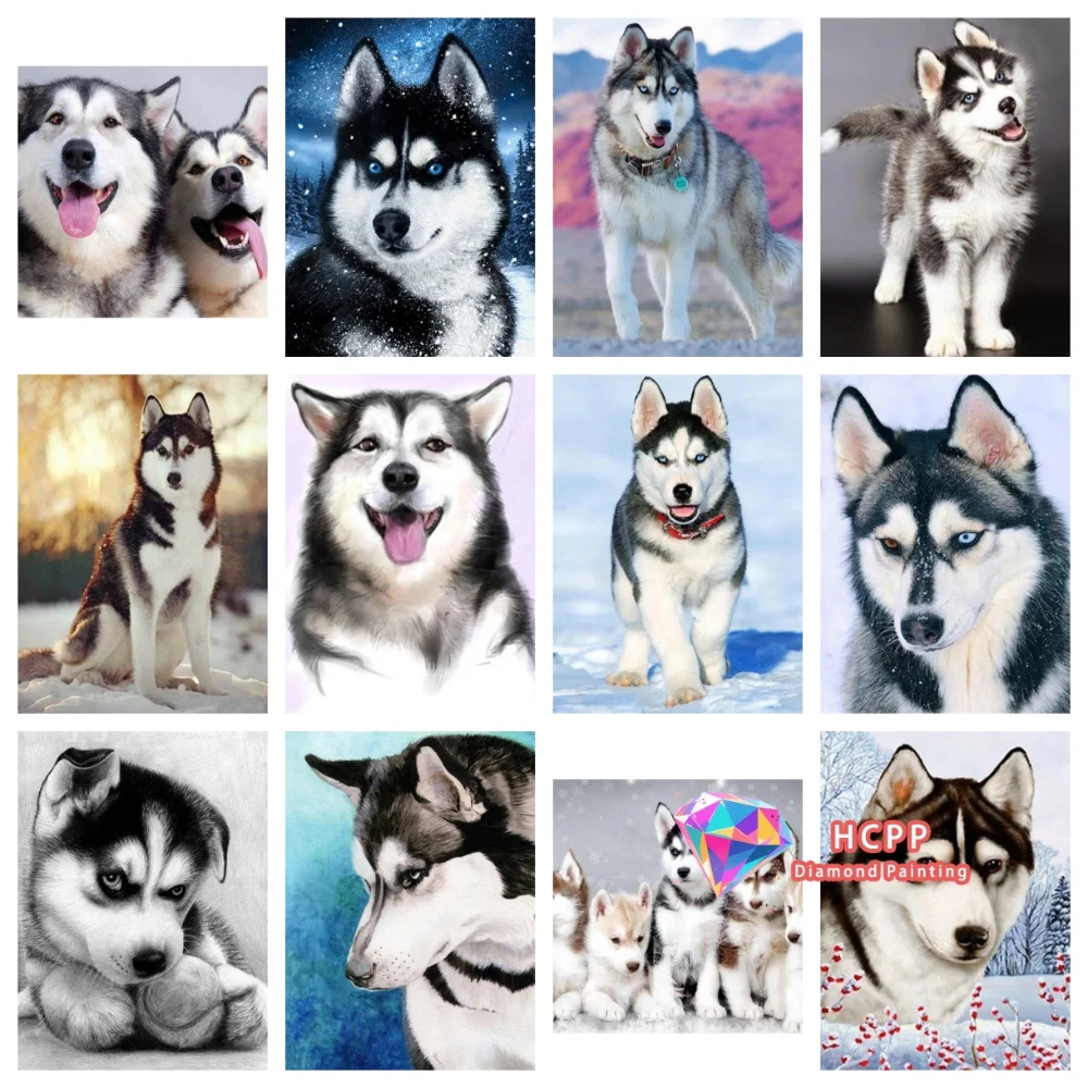 

Animal Husky Picture Diamond Painting Kit Square Round Diamond 5D DIY Cross Embroidery Handmade Art Adult Unique Gift Home Decor