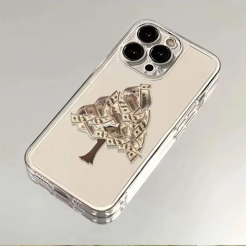 Dollar Rich Tree Phone Case For iPhone 16 15 14 13 12 11 Pro XS MAX 7 XR 8 7 Plus Clear Cover Fundas
